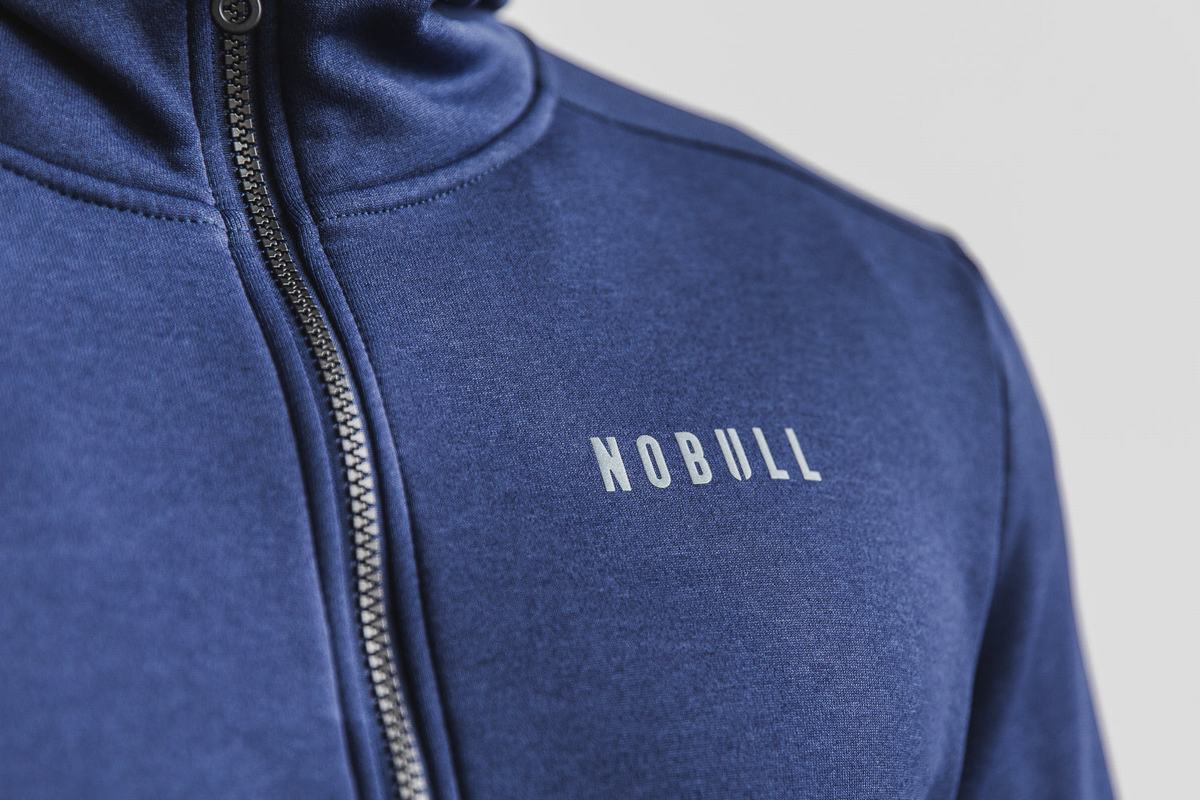 Nobull Performance Zip-up Men's Hoodie Navy | Australia (HP3107)